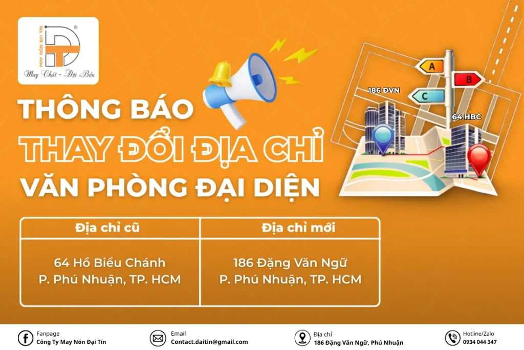 địa chỉ văn phòng đại diện may nón đại tín